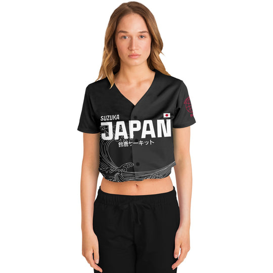 Alonso - Carbon Black Suzuka "Great Wave" Crop Top - Furious Motorsport