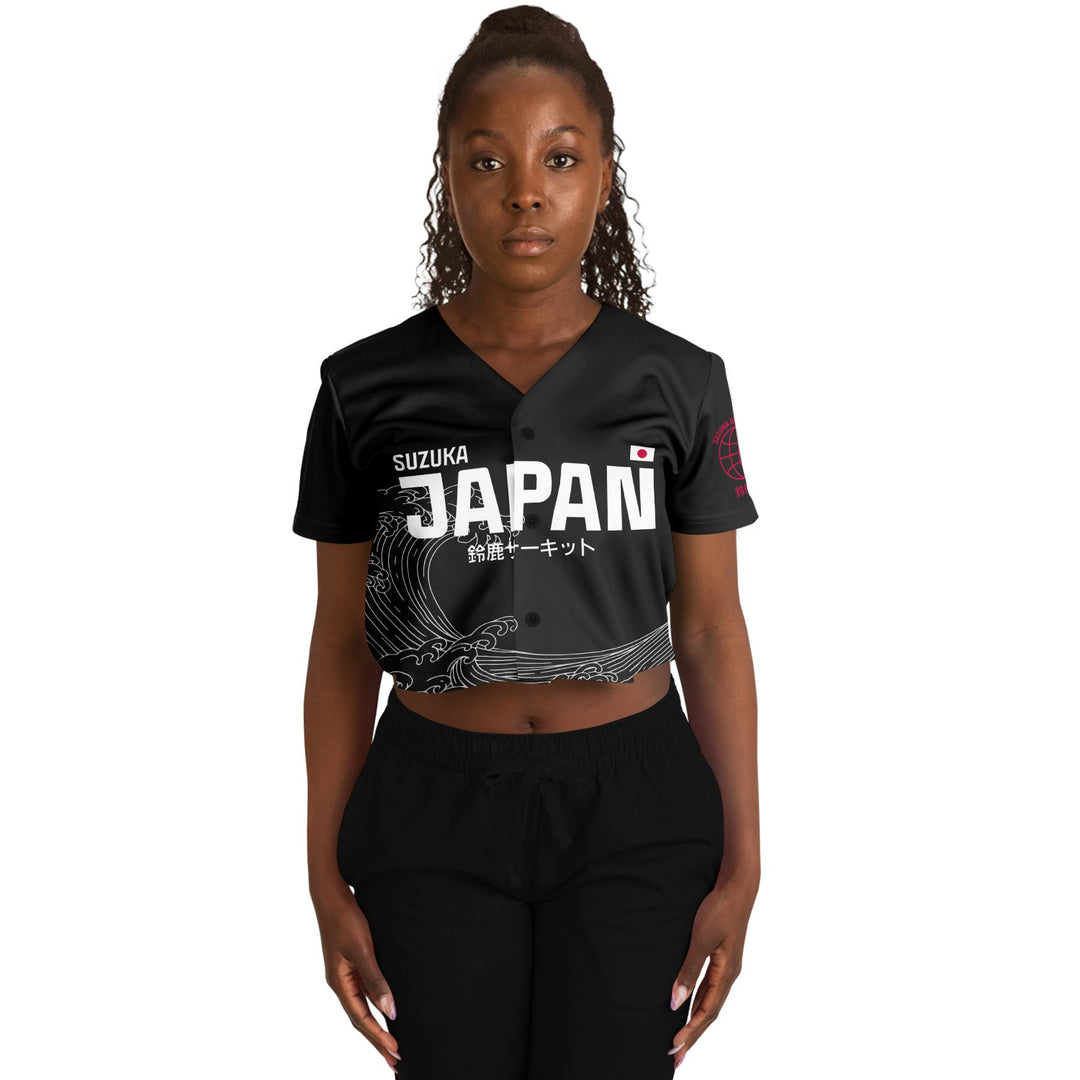 Alonso - Carbon Black Suzuka "Great Wave" Crop Top - Furious Motorsport