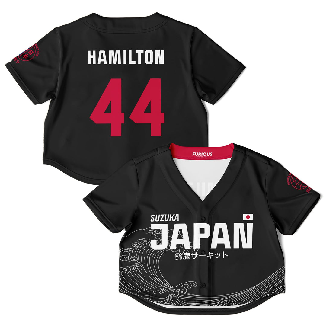 Hamilton - Carbon Black Suzuka "Great Wave" Crop Top - Furious Motorsport