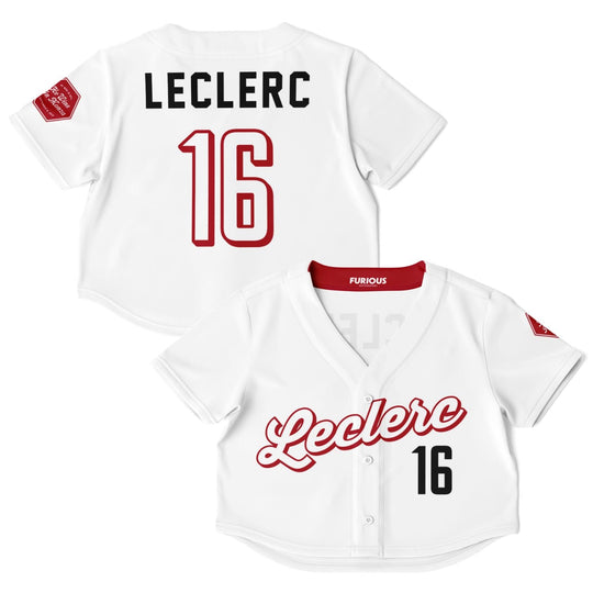 Leclerc - White Monza Crop Top Jersey - Furious Motorsport