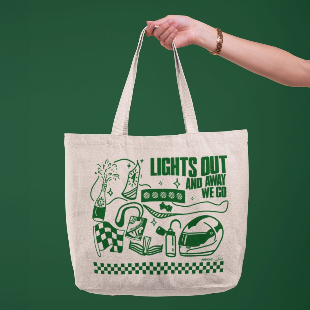 Lights Out and Away we go! (Green) - Tote Bag - Furious Motorsport