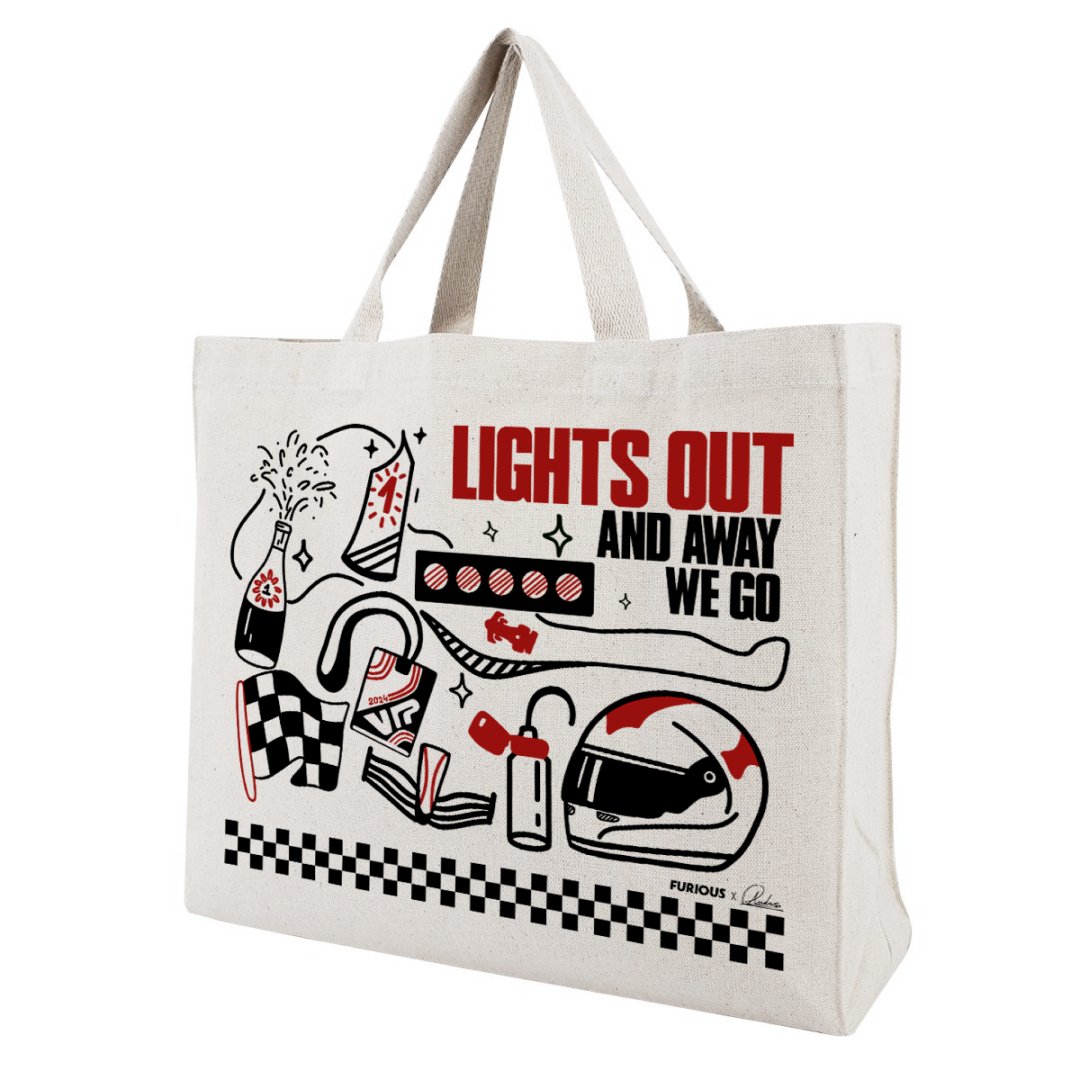 Lights Out and Away we go! (Red) - Tote Bag - Furious Motorsport