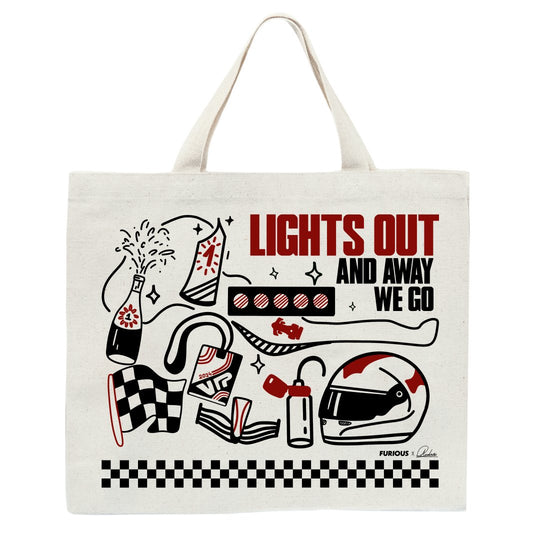 Lights Out and Away we go! (Red) - Tote Bag - Furious Motorsport