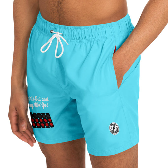 Lights Out Swim Trunks - Neon Blue - Furious Motorsport