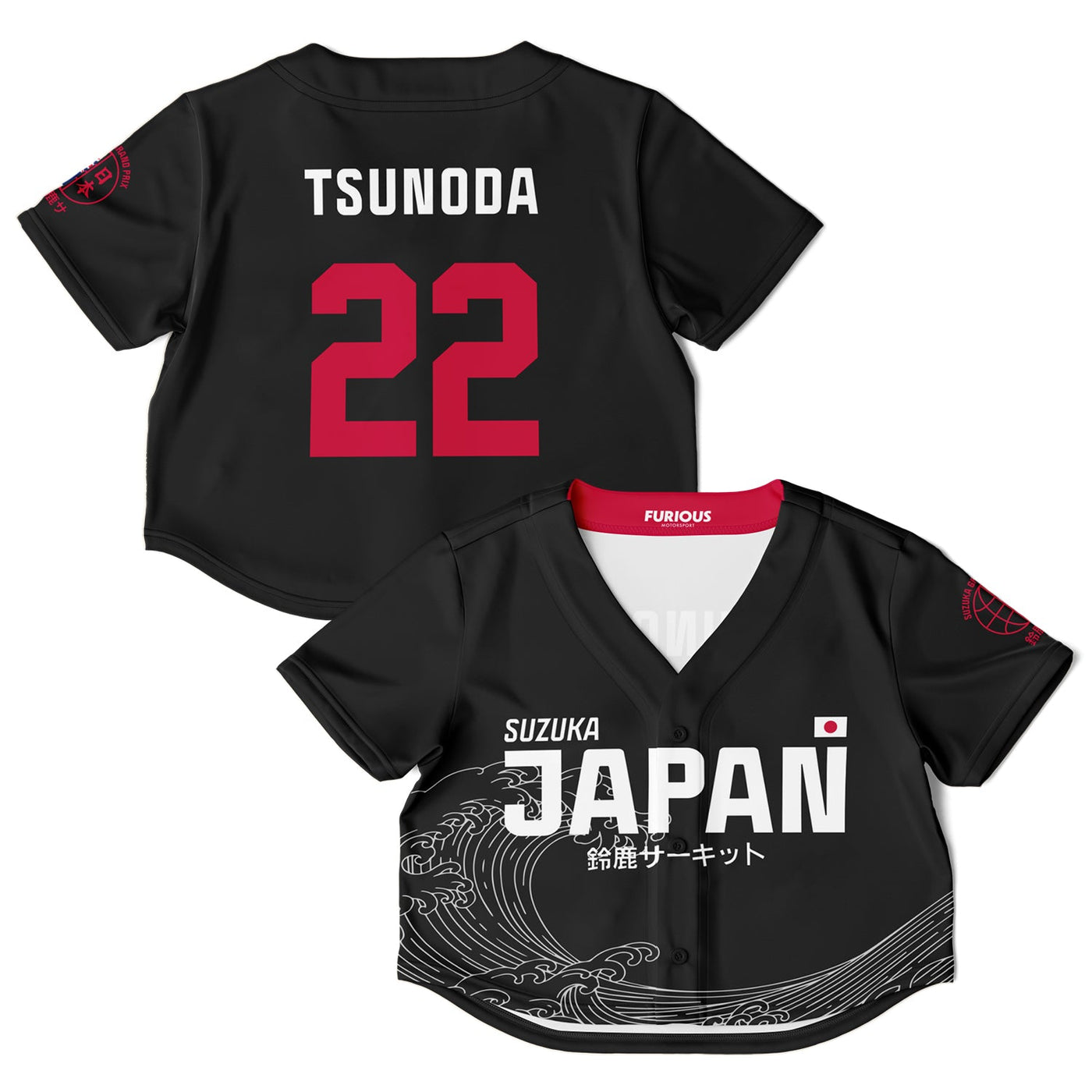 Tsunoda - Carbon Black Suzuka "Great Wave" Crop Top - Furious Motorsport