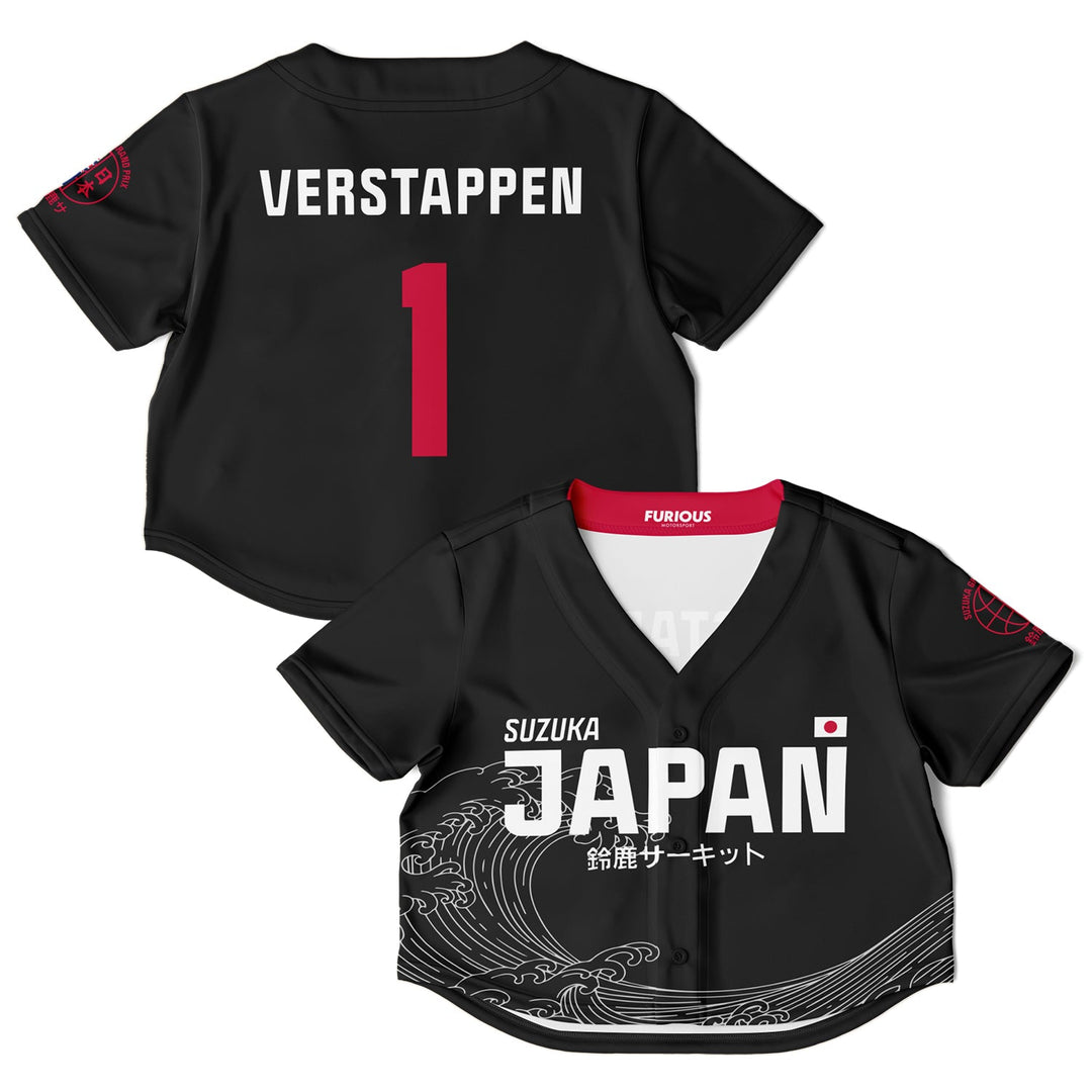 Verstappen - Carbon Black Suzuka "Great Wave" Crop Top - Furious Motorsport